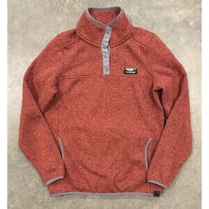 LL Bean Better Sweater Fleece Pullover Womens Small Snaps Mock Neck Logo